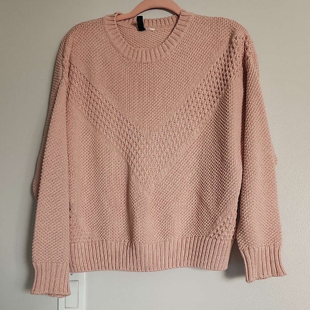 Pink Textured Knit Sweater